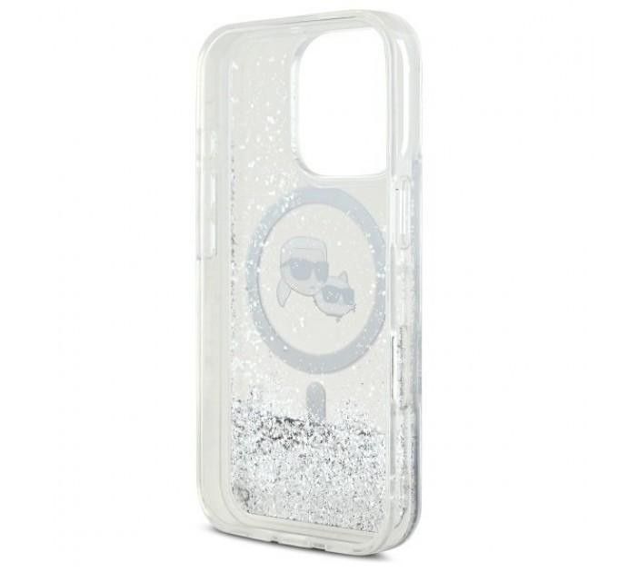 Чехол Karl Lagerfeld Liquid Glitter Karl & Choupette Head для iPhone 16 Pro Max Transparent with MagSafe (KLHMP16XLGKCSGH)