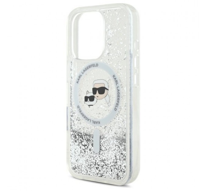 Чехол Karl Lagerfeld Liquid Glitter Karl & Choupette Head для iPhone 16 Pro Max Transparent with MagSafe (KLHMP16XLGKCSGH)