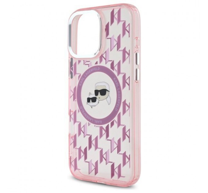 Чехол Karl Lagerfeld IML Monogram Karl & Choupette Head для iPhone 16 Pro Max Pink with MagSafe (KLHMP16XHMCKMHP)