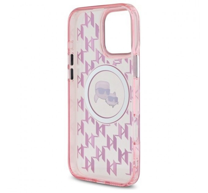 Чехол Karl Lagerfeld IML Monogram Karl & Choupette Head для iPhone 16 Pro Max Pink with MagSafe (KLHMP16XHMCKMHP)