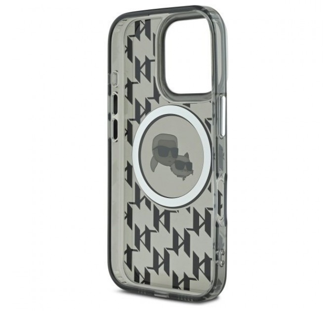 Чехол Karl Lagerfeld IML Monogram Karl & Choupette Head для iPhone 16 Pro Max Black with MagSafe (KLHMP16XHMCKMHK)