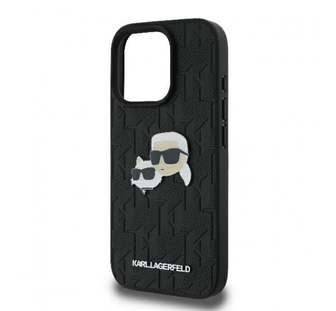 Чехол Karl Lagerfeld Monogram Karl & Choupette Head Pin для iPhone 16 Pro Max Black (KLHCP16XPGKLKCPK)