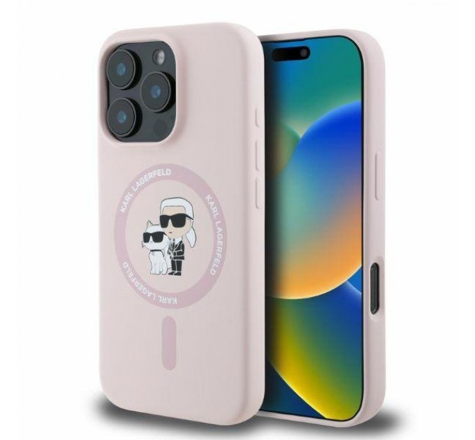 Чехол Karl Lagerfeld Silicone Karl & Choupette Ring для iPhone 16 Pro Max Pink with MagSafe (KLHMP16XSCMKCRHP)