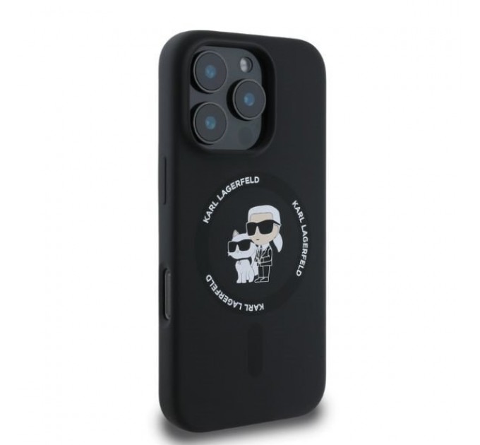 Чехол Karl Lagerfeld Silicone Karl & Choupette Ring для iPhone 16 Pro Max Black with MagSafe (KLHMP16XSCMKCRHK)