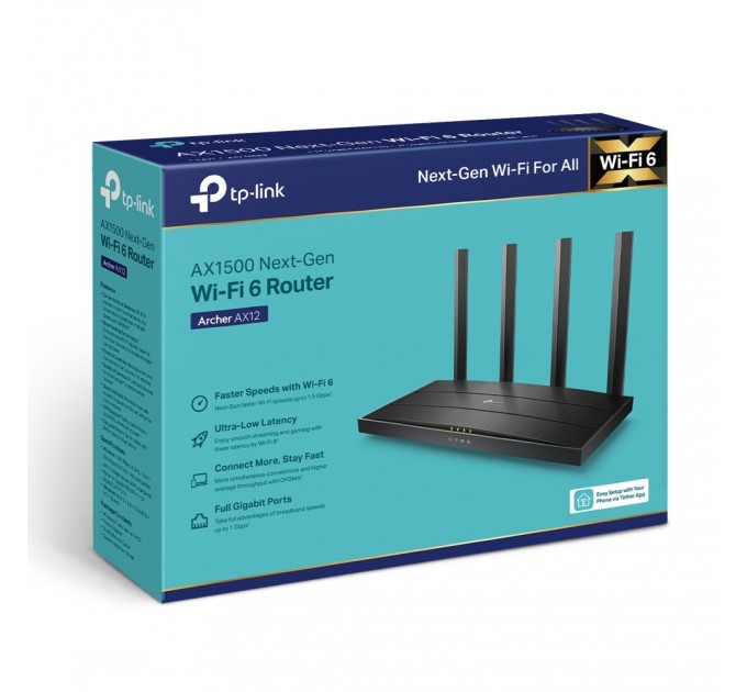 Маршрутизатор TP-Link Archer AX12 AX1500 Wi-Fi 6 Wireless Gigabit Router