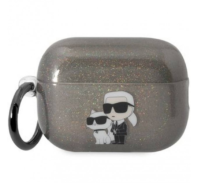 Чехол Karl Lagerfeld Gliter Karl & Choupette для AirPods 2 Black (KLAP2HNKCTGK)