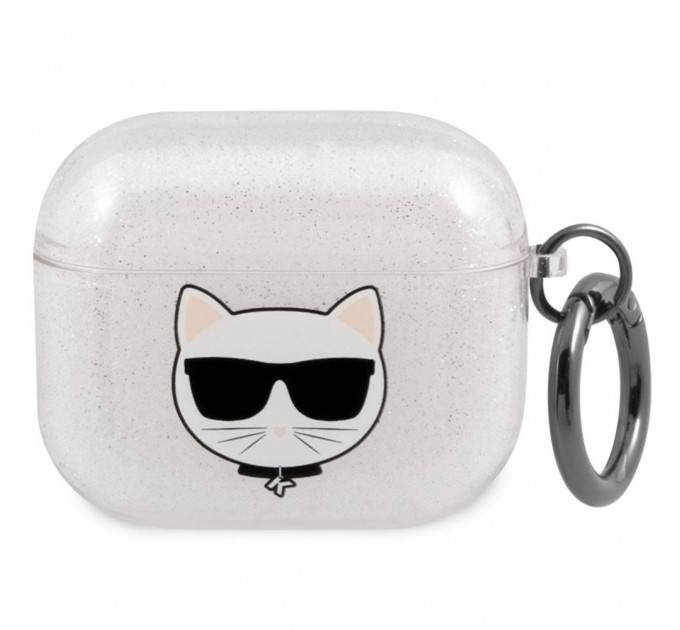 Чехол Karl Lagerfeld Glitter Choupette для AirPods 3 Silver (KLA3UCHGS)