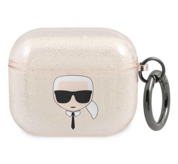 Чехол Karl Lagerfeld Glitter Karl's Head для AirPods 3 Gold (KLA3UKHGD)