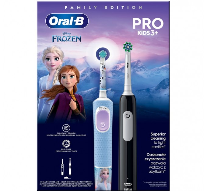 Электрическая зубная щетка BRAUN Oral-B D103 Frozen (3+) + Pro 1 D305 (Family Edition)