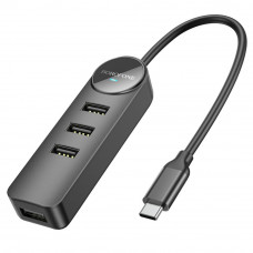 Type-C HUB Borofone DH5 Erudite 4-in-1 Type-C to USB2.0*4 0.2m Black