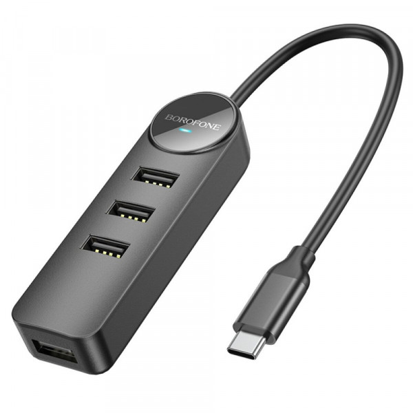 Type-C HUB Borofone DH5 Erudite 4-in-1 Type-C to USB2.0*4 0.2m Black