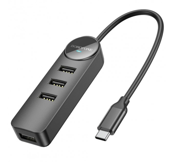 Type-C HUB Borofone DH5 Erudite 4-in-1 Type-C to USB2.0*4 0.2m Black