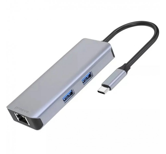 Type-C HUB Proove Iron Link 6in1 2USB+SD/TF+RJ45+HDMI (HBI700010004)