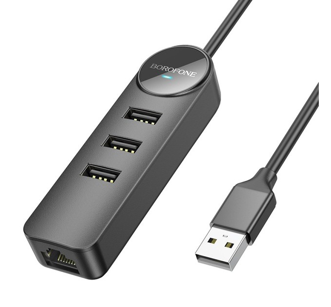 USB HUB Borofone DH6 USB-3USB+RJ45 1.2m