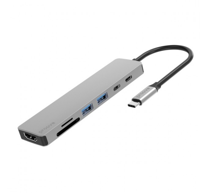 Type-C HUB Proove Iron Link 7in1 2USB+SD/TF+2USB-C+HDMI (HBIL00222004)