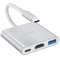 Type-C HUB Hoco HB14 Type-C to USB3.0+HDMI+PD Silver