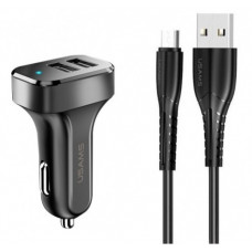 Автомобільний зарядний пристрій Usams-NT U35 Micro Charging Cable 1M Black + C13 2.1A Dual USB