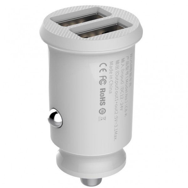 Автомобільний зарядний пристрій Baseus Grain 3.1A 2USB White
