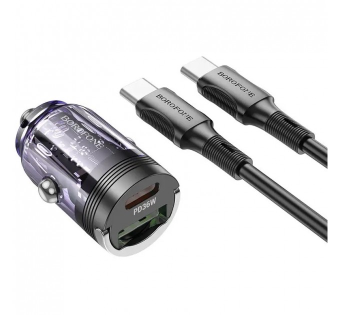 Автомобильное зарядное устройство Borofone BZ29A PD/QC 36W Type-C/Type-C Purple