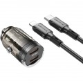 Автомобильное зарядное устройство Borofone BZ29B PD36W + Type-C to Lightning Transparent