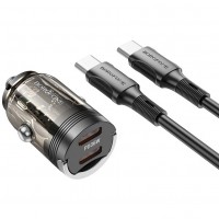 Автомобільний зарядний пристрій Borofone BZ29B PD36W + Type-C to Type-C Transparent Black