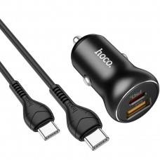 Автомобільний зарядний пристрій Hoco NZ5 PD30W QC3.0 + Type-C to Type-C Black