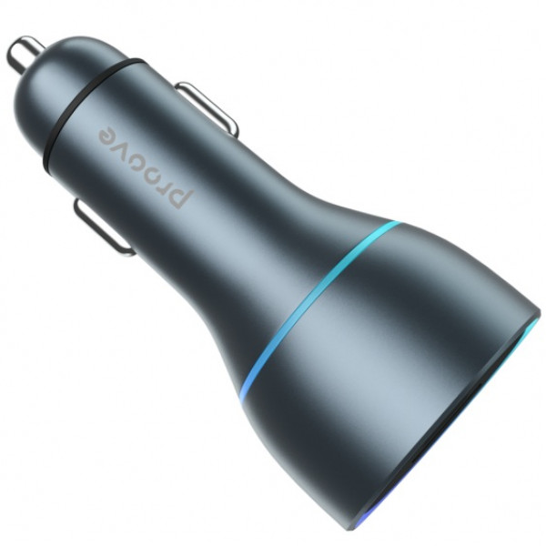 Автомобильное зарядное устройство Proove Super Charge 130W 2 Type-C + USB Metal Gray
