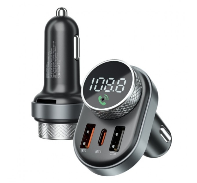 Автомобильное зарядное устройство Proove FM Launcher Sound Link 30W (PD+QC3.0) Type-C+USB Black
