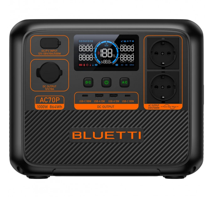 Зарядна станція Bluetti AC70P 1000W 864Wh