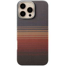 Чохол Carbon Kevlar MagSafe для iPhone 16 Pro Sunset Ring Gold