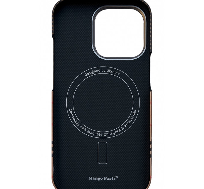 Чехол Carbon Kevlar MagSafe для iPhone 16 Pro Sunset Ring Gold