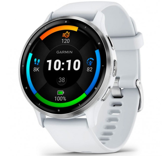 Смарт-часы Garmin Venu 3 Silver Stainless Steel Bezel with Whitestone Case and Silicone Band (010-02784-00/50)