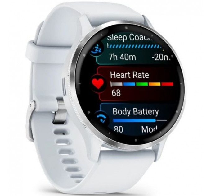 Смарт-часы Garmin Venu 3 Silver Stainless Steel Bezel with Whitestone Case and Silicone Band (010-02784-00/50)