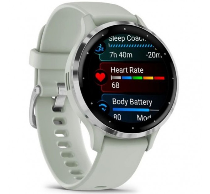 Смарт-часы Garmin Venu 3S Silver Stainless Steel Bezel with Sage Gray Case and Silicone Band (010-02785-01/51)