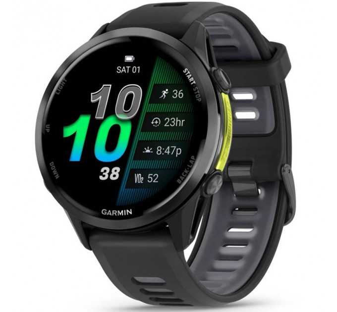 Смарт-часы Garmin Forerunner 970 Carbon Gray DLC Titanium Bezel with Black Case and Black/Transparent White Band (010-02969-00/10/60)