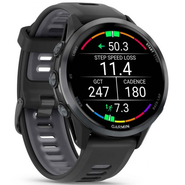 Смарт-часы Garmin Forerunner 970 Carbon Gray DLC Titanium Bezel with Black Case and Black/Transparent White Band (010-02969-00/10/60)
