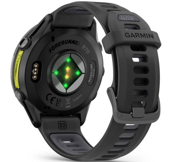 Смарт-часы Garmin Forerunner 970 Carbon Gray DLC Titanium Bezel with Black Case and Black/Transparent White Band (010-02969-00/10/60)