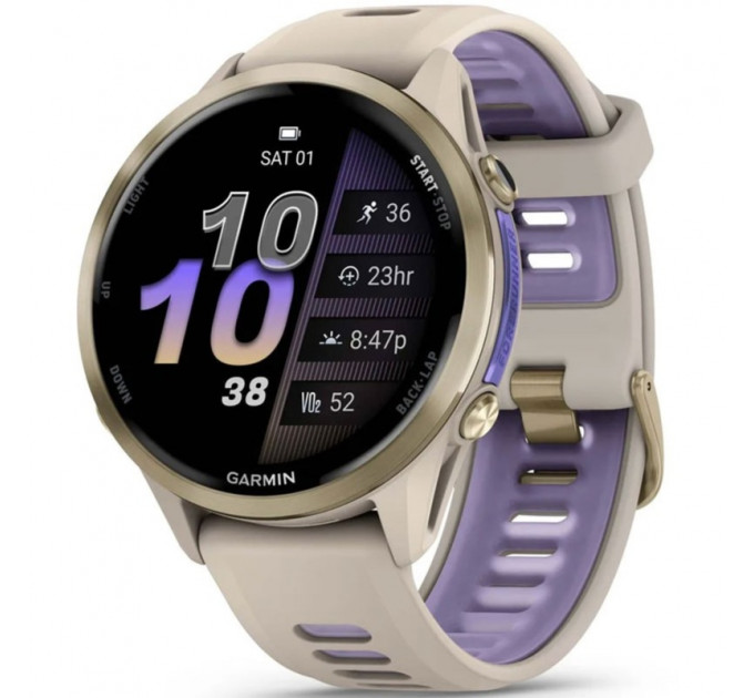 Смарт-часы Garmin Forerunner 970 Soft Gold Titanium Bezel with French Gray Case and Tidal Indigo Band (010-02969-02/12/62)