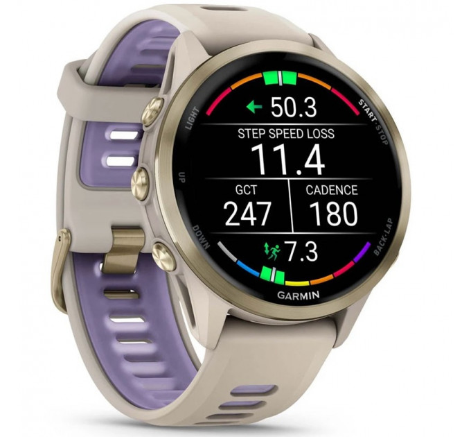 Смарт-часы Garmin Forerunner 970 Soft Gold Titanium Bezel with French Gray Case and Tidal Indigo Band (010-02969-02/12/62)