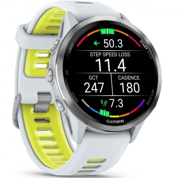 Смарт-часы Garmin Forerunner 970 Titanium Bezel with Whitestone Case and Whitestone/Tidal Amp Yellow Band (010-02969-01/11)