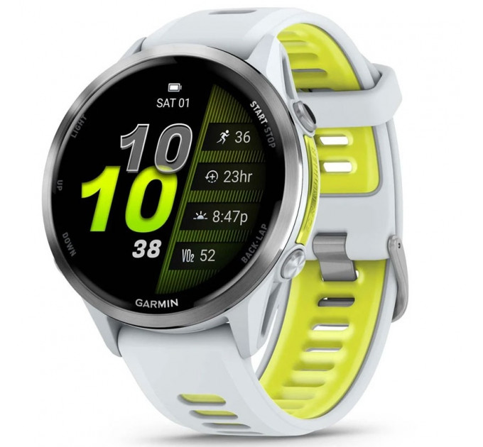Смарт-часы Garmin Forerunner 970 Titanium Bezel with Whitestone Case and Whitestone/Tidal Amp Yellow Band (010-02969-01/11)