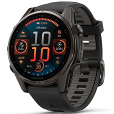 Смарт-годинник Garmin Fenix 8 43mm AMOLED Sapphire Carbon Gray DLC Titanium Bezel with Black/Pebble Gray Silicone Band (010-02903-20/21/28)