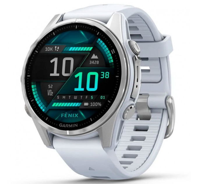 Смарт-часы Garmin Fenix 8 43mm AMOLED Silver Bezel with Whitestone Silicone Band (010-02903-00/06)