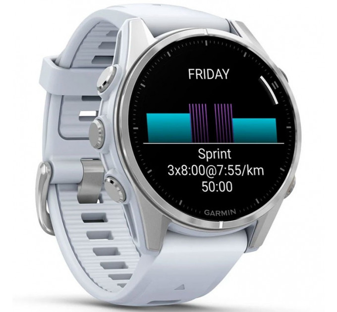 Смарт-часы Garmin Fenix 8 43mm AMOLED Silver Bezel with Whitestone Silicone Band (010-02903-00/06)