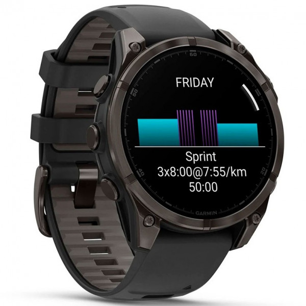 Смарт-часы Garmin Fenix 8 47mm AMOLED Sapphire Carbon Gray DLC Titanium Bezel with Black Silicone Band (010-02904-20/21/29)