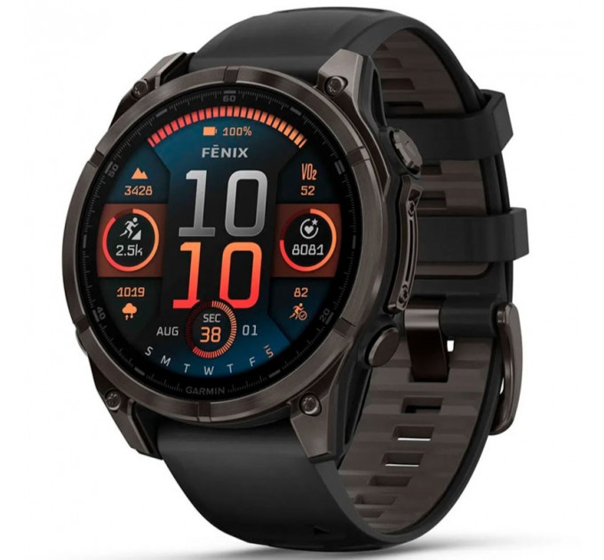 Смарт-часы Garmin Fenix 8 51mm AMOLED Sapphire Carbon Gray DLC Titanium Black/Pebble Gray Silicone Band (010-02905-20/21/63)