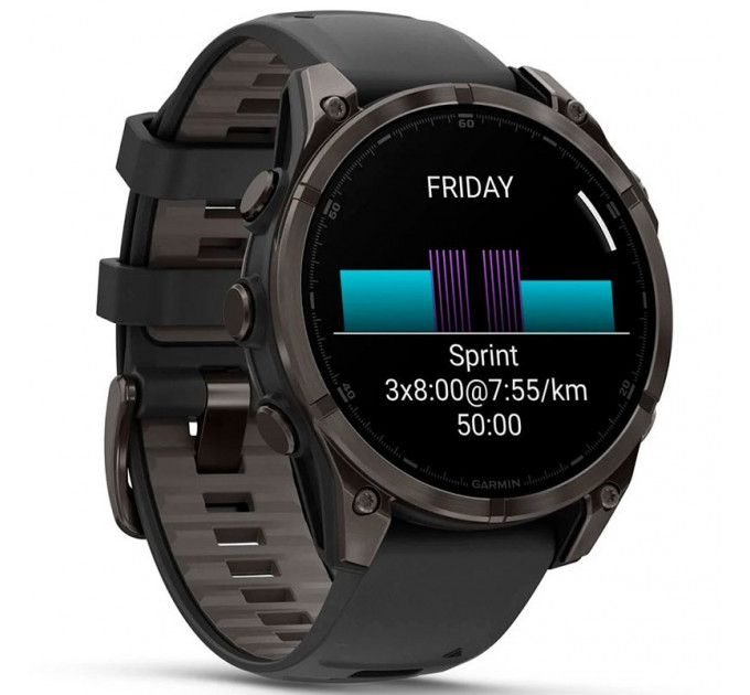 Смарт-часы Garmin Fenix 8 51mm AMOLED Sapphire Carbon Gray DLC Titanium Black/Pebble Gray Silicone Band (010-02905-20/21/63)