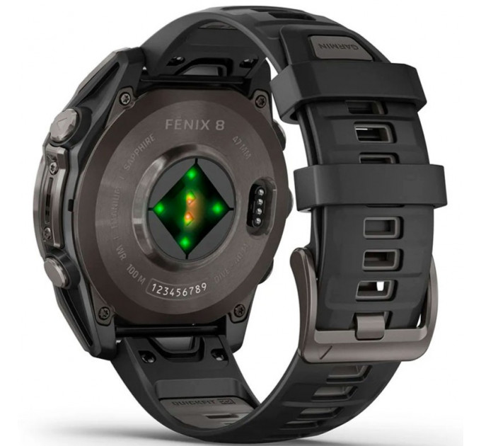 Смарт-часы Garmin Fenix 8 51mm AMOLED Sapphire Carbon Gray DLC Titanium Black/Pebble Gray Silicone Band (010-02905-20/21/63)