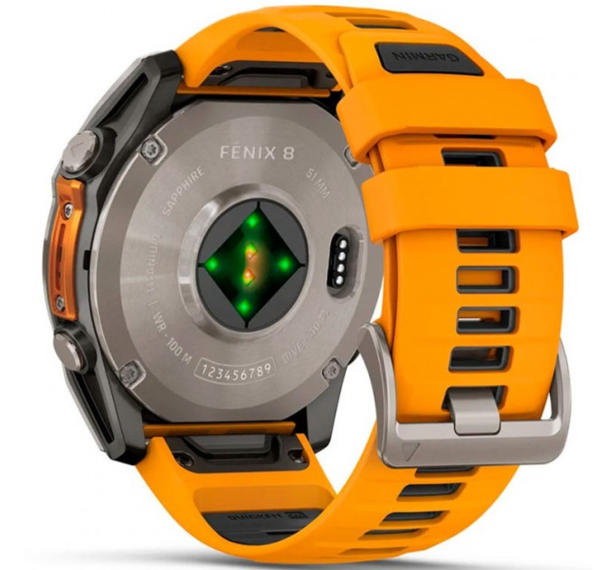 Смарт-часы Garmin Fenix 8 51mm AMOLED Sapphire Titanium Spark Orange/Graphite Silicone Band (010-02905-10/11/53)