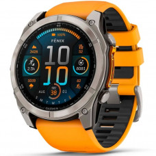Смарт-годинник Garmin Fenix 8 51mm AMOLED Sapphire Titanium Spark Orange/Graphite Silicone Band (010-02905-10/11/53)